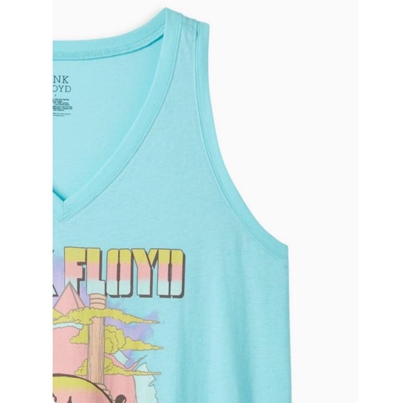 TORRID NWT Pink Floyd Classic Fit V-Neck Tank - Cotton Aqua Blue - Picture 2 of 5